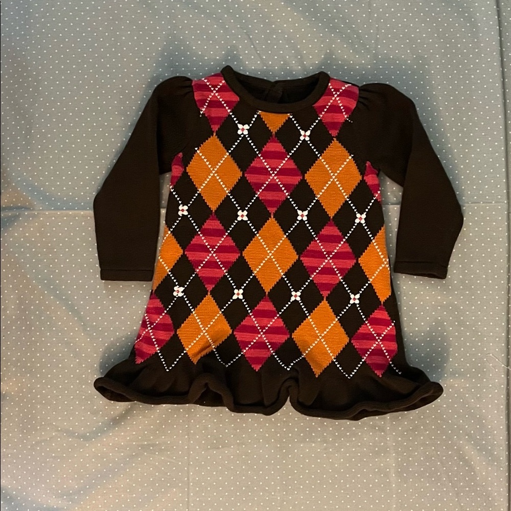 Gymboree size 18-24 months brown, pink, orange & white sweater dress
